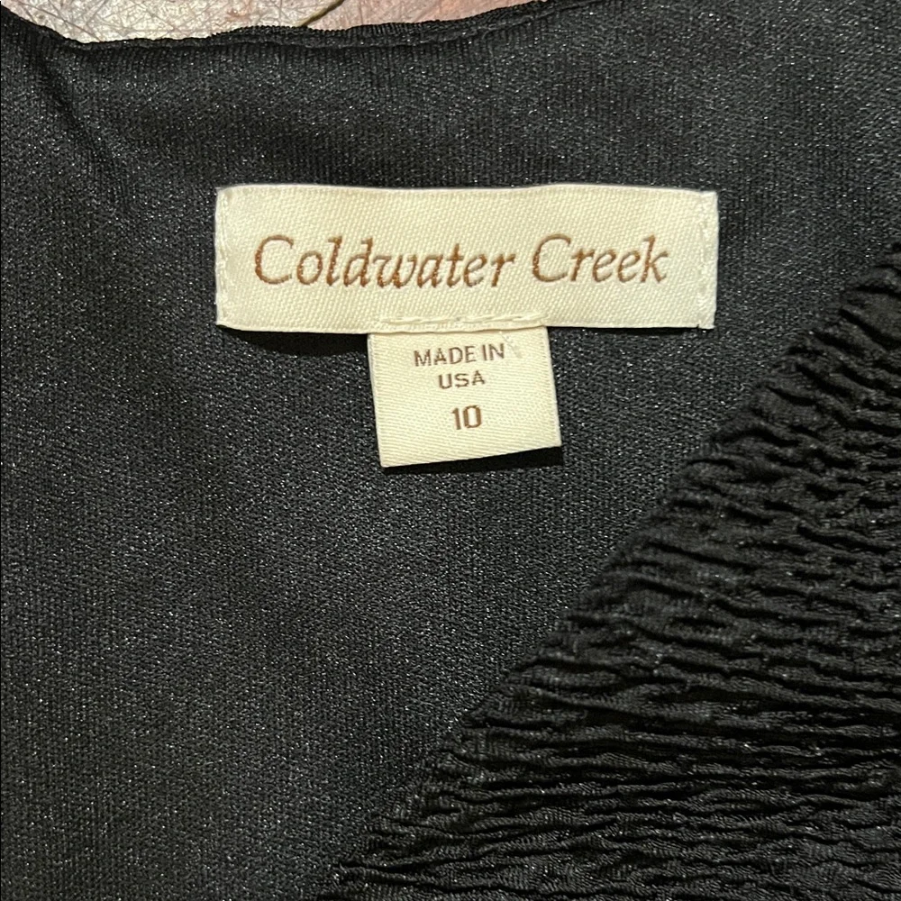 Coldwater Creek Black Sleeveless Midi Dress with Draped V-Neck